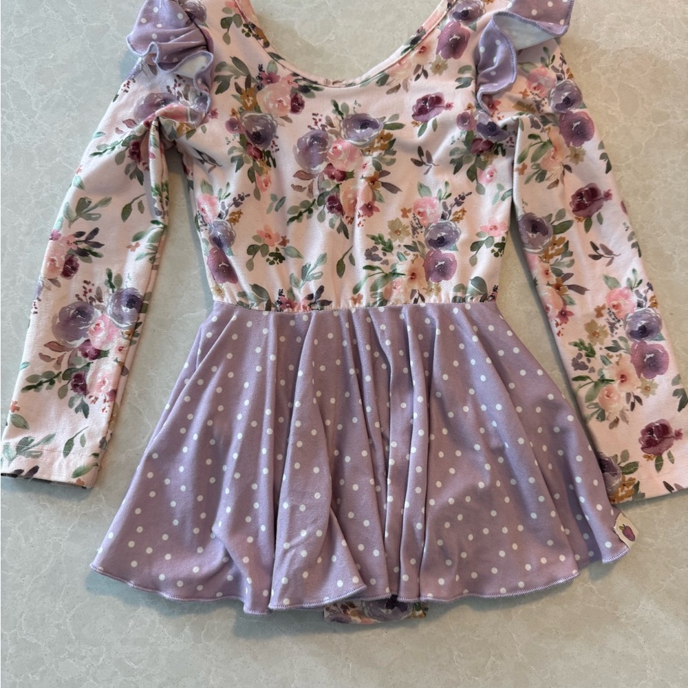 Cheeky Plum Pastel Floral Long Sleeve Dress